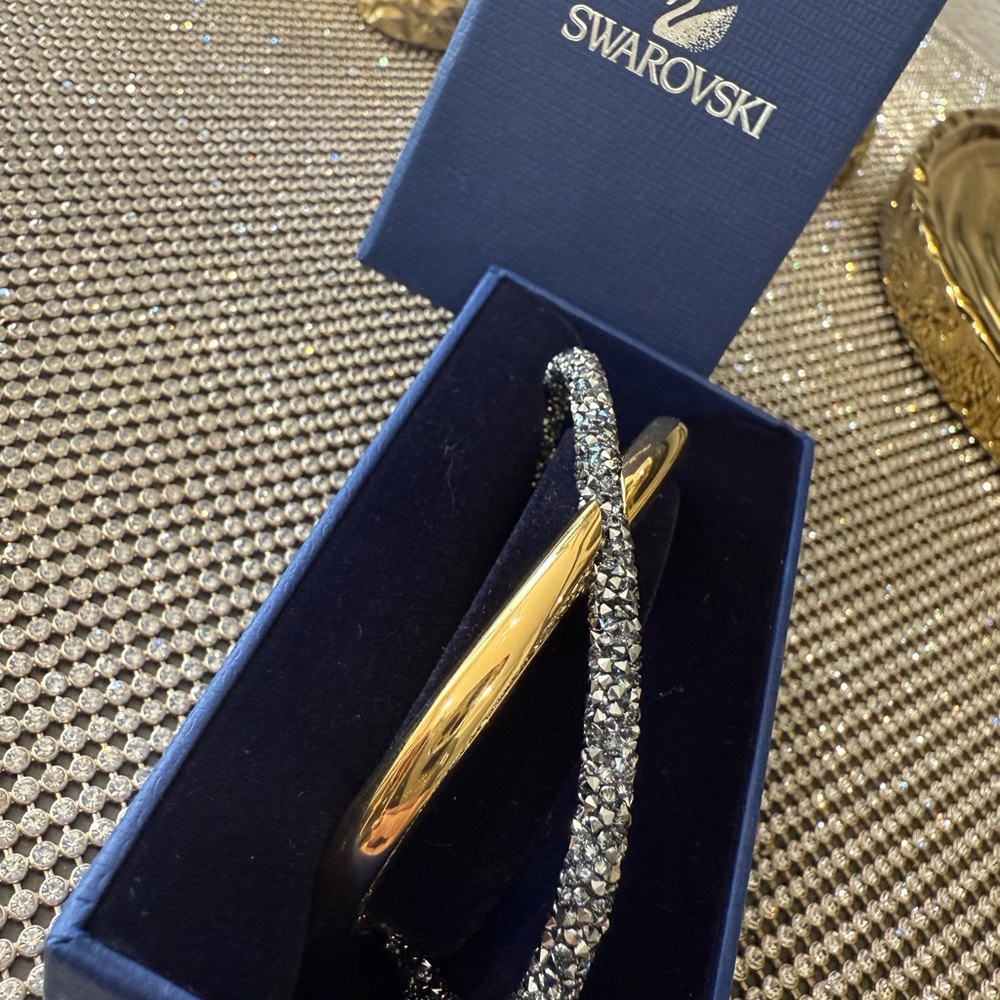 Swarovski Gold and dark crystal Women's cuff